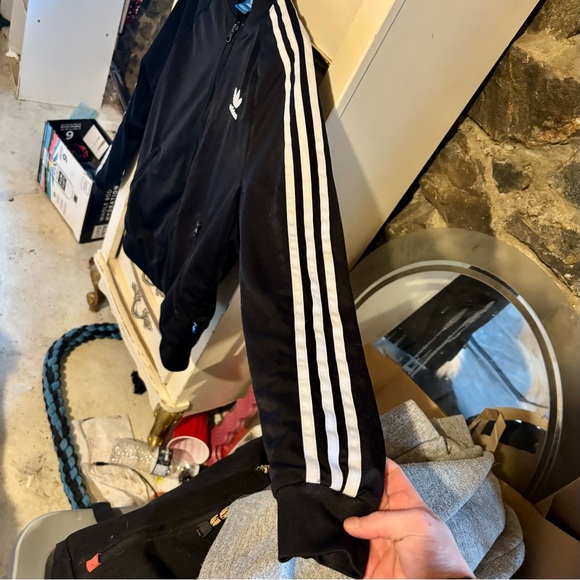 Adidas Black Track Jacket with White Stripes - Picture 7 of 15
